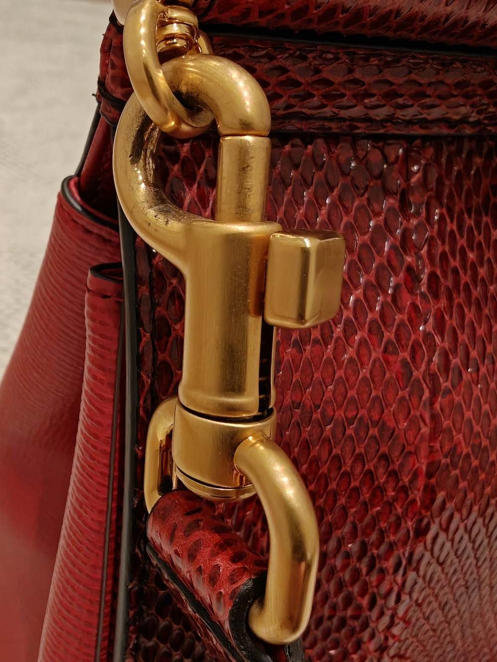 Exotic Snake DOLCE & GABBANA Large Sicily Bag | Red Python & Leather | Rare - Picture 5 of 10